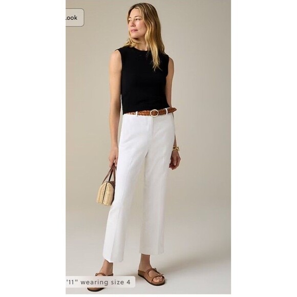J.CREW Kaya Pant in Stretch Linen Blend Size 10 White NEW Coastal Comfort CI425 - Picture 1 of 14